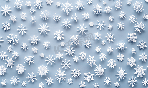 小白色雪花制成的冬季图案
