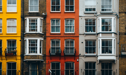 街道文化摄影照片_英国伦敦街道上的英国建筑和住宅建筑外墙
