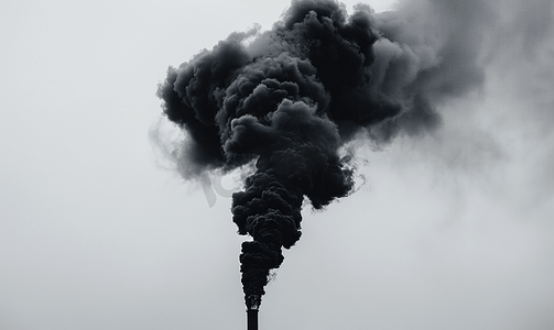 千库原创手绘摄影照片_工业烟囱冒黑烟生态环境恶化