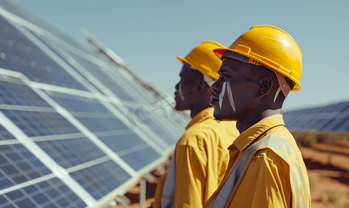 索马里太阳能非洲工程师在太阳能电池板站