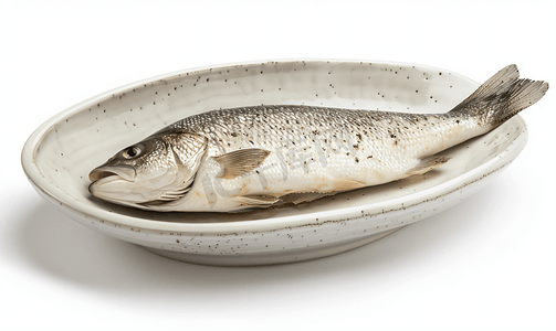 白色背景中隔离的菜肴中的澳洲肺鱼或鲈鱼包括剪切路径