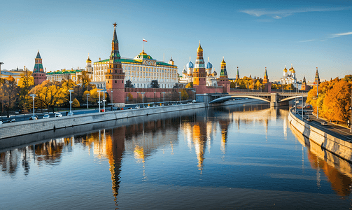 俄罗斯双小镇摄影照片_莫斯科伊兹麦洛沃克里姆林宫全景