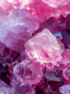 海特摄影照片_粉红色喜马偕尔特晶体的特写天然背景的石头