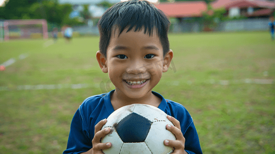 足球球衣号摄影照片_抱着足球的小男孩摄影7