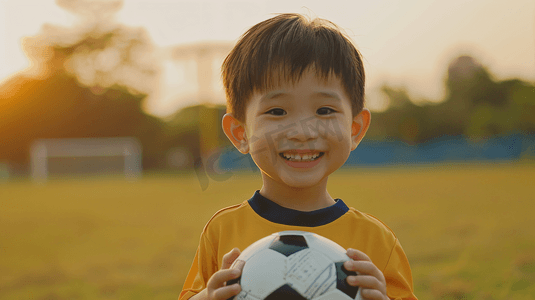 抱着足球的小男孩摄影4