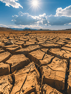 土地裂纹纹理摄影照片_干燥地面背景中的干旱大裂缝