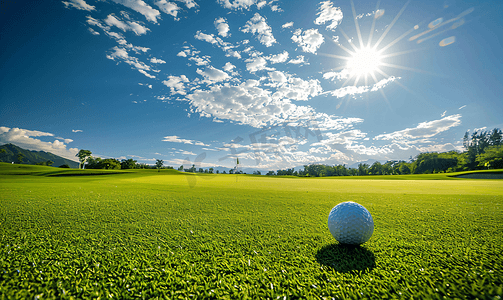 阳光明媚的摄影照片_阳光明媚的日子里的高尔夫球场