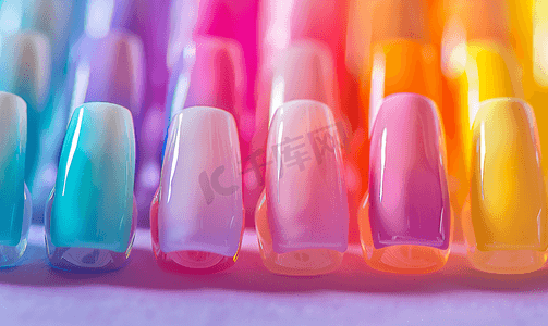 美容店里的彩色人造指甲