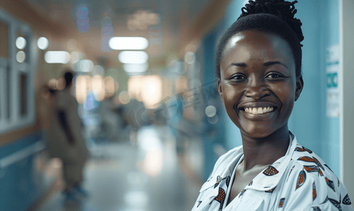 医疗保健医疗微笑的非洲女医生医院