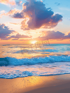 日落与海上戏剧性的云彩