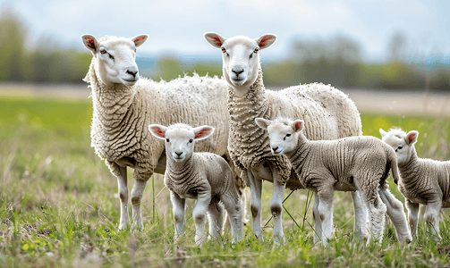 威斯特伐利亚摄影照片_威斯特伐利亚的绵羊和羔羊