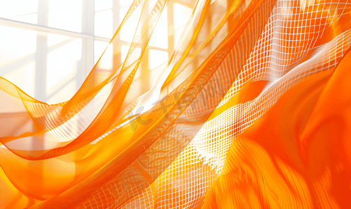 橙色墙壁与白色网抽象背景