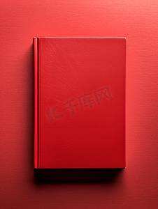 红色背景书封面的顶视图复制空间概念