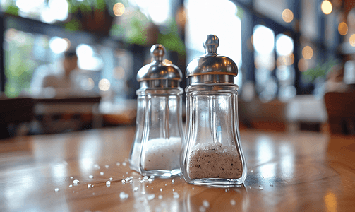 餐厅里的盐瓶和纸瓶