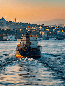 土耳其伊斯坦布尔的油轮