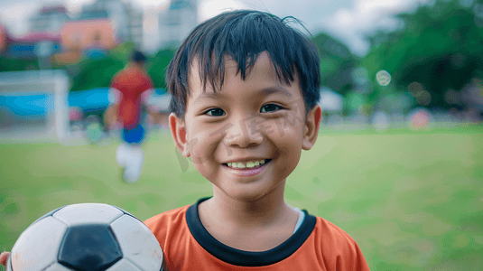 拿着足球的小男孩摄影21