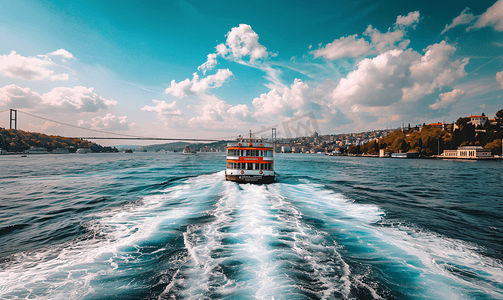 从伊斯坦布尔博斯普鲁斯海峡出发的渡轮