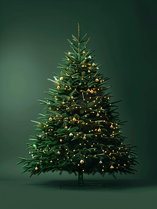 圣诞树摄影照片_在绿色背景上的圣诞树
