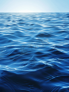 蓝色简约美妆摄影照片_蓝色的水面有柔和的波纹和倒影