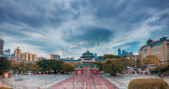 重庆豌杂面摄影照片_重庆人民大礼堂和人民广场