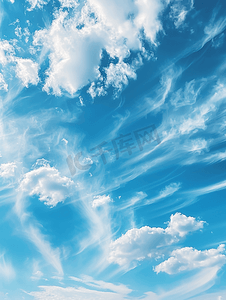 云卷云摄影照片_秋天蓝色天空中的小卷云