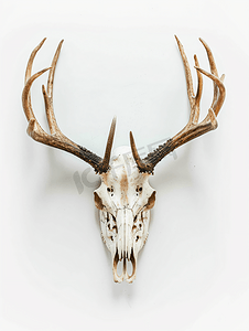 甜美金克丝摄影照片_分离的年轻麋鹿动物头骨的正面图
