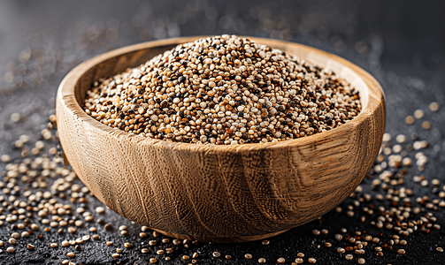 木碗中的健康藜麦健康的饮食习惯和均衡饮食的概念