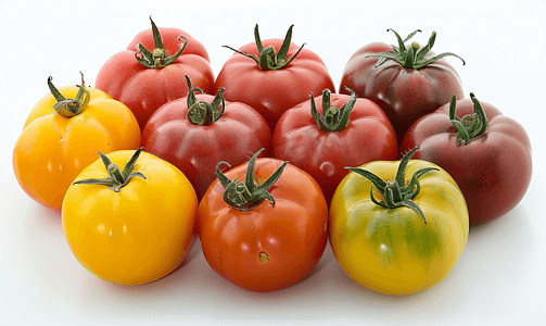 植物番茄摄影照片_成熟传家宝番茄的集合