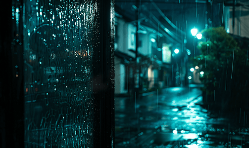 雨晚上摄影照片_夜雨时窗玻璃上的雨滴