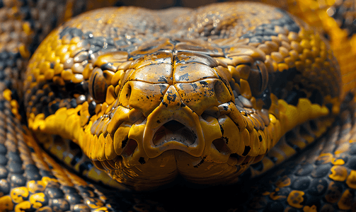 张大千泼墨摄影照片_动物园拍摄的一张大蟒蛇的近距离照片
