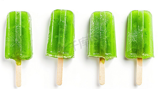 绿色冰棍夏天甜品摄影配图