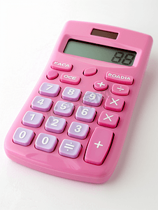 白色背景上的粉红色计算器