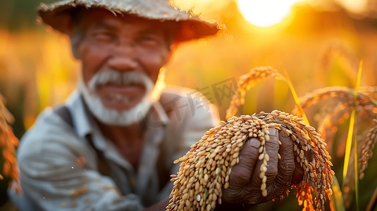 农民丰收粮食摄影照片_水稻农民丰收粮食摄影照片