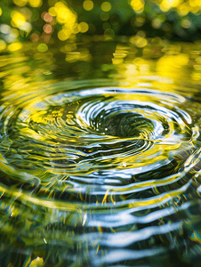 旋转扭曲摄影照片_池塘里的漩涡水