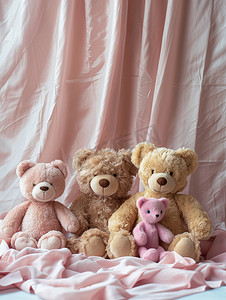 柔软毛绒的小熊粉色房间高清摄影图