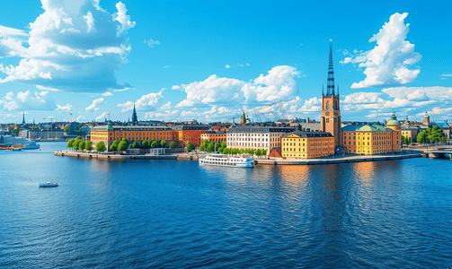 瑞典斯德哥尔摩摄影照片_查看斯德哥尔摩的航运码头和老索菲亚教堂