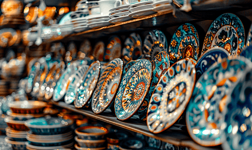 花卉主题摄影照片_伊斯坦布尔的土耳其陶瓷
