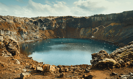 冰岛凯里德湖附近的古老火山口