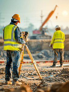 工头摄影照片_建筑师和建筑工人在现场