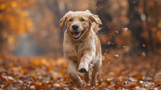 快乐的小狗宠物跑步高清摄影图