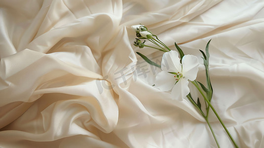丝绸花朵顺滑布料摄影照片
