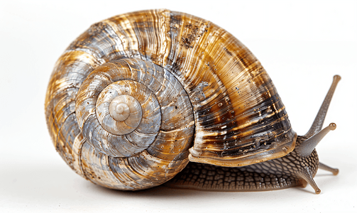 蜗牛的螺旋壳上白色孤立