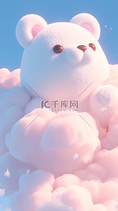 孩子洗衣服背景图片_六一儿童节梦幻云朵形成的大白熊背景
