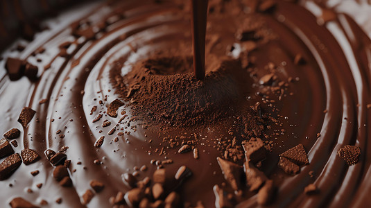 溶解摄影照片_巧克力可可粉溶解甜品摄影照片