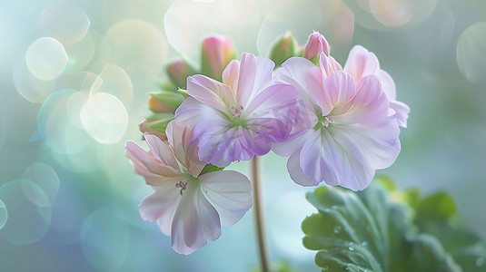 淡雅花朵花苞绿叶摄影照片