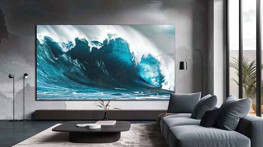 客厅海报屏幕海浪摄影照片