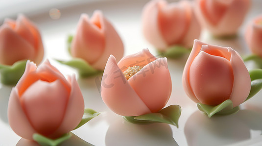 精致的粉色花朵甜品高清图片