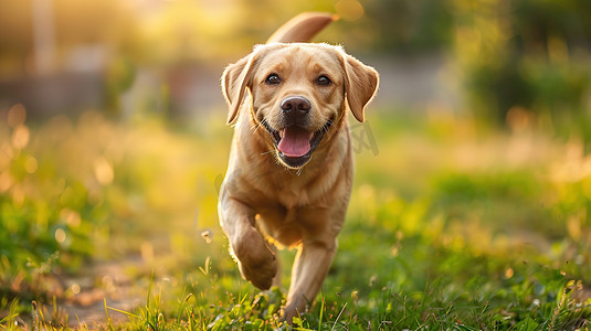 快乐的小狗宠物跑步摄影图