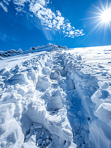 道路上的积雪已清除雪堆中的狭窄小路