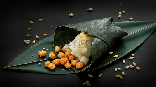 传统节日端午节包粽子场景背景图